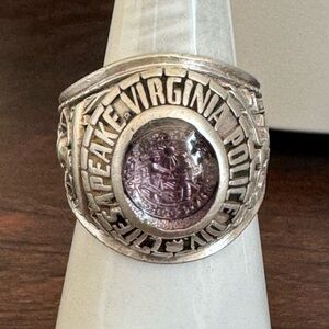 Vintage John Roberts Chesapeake Virginia Police Silver Ring
